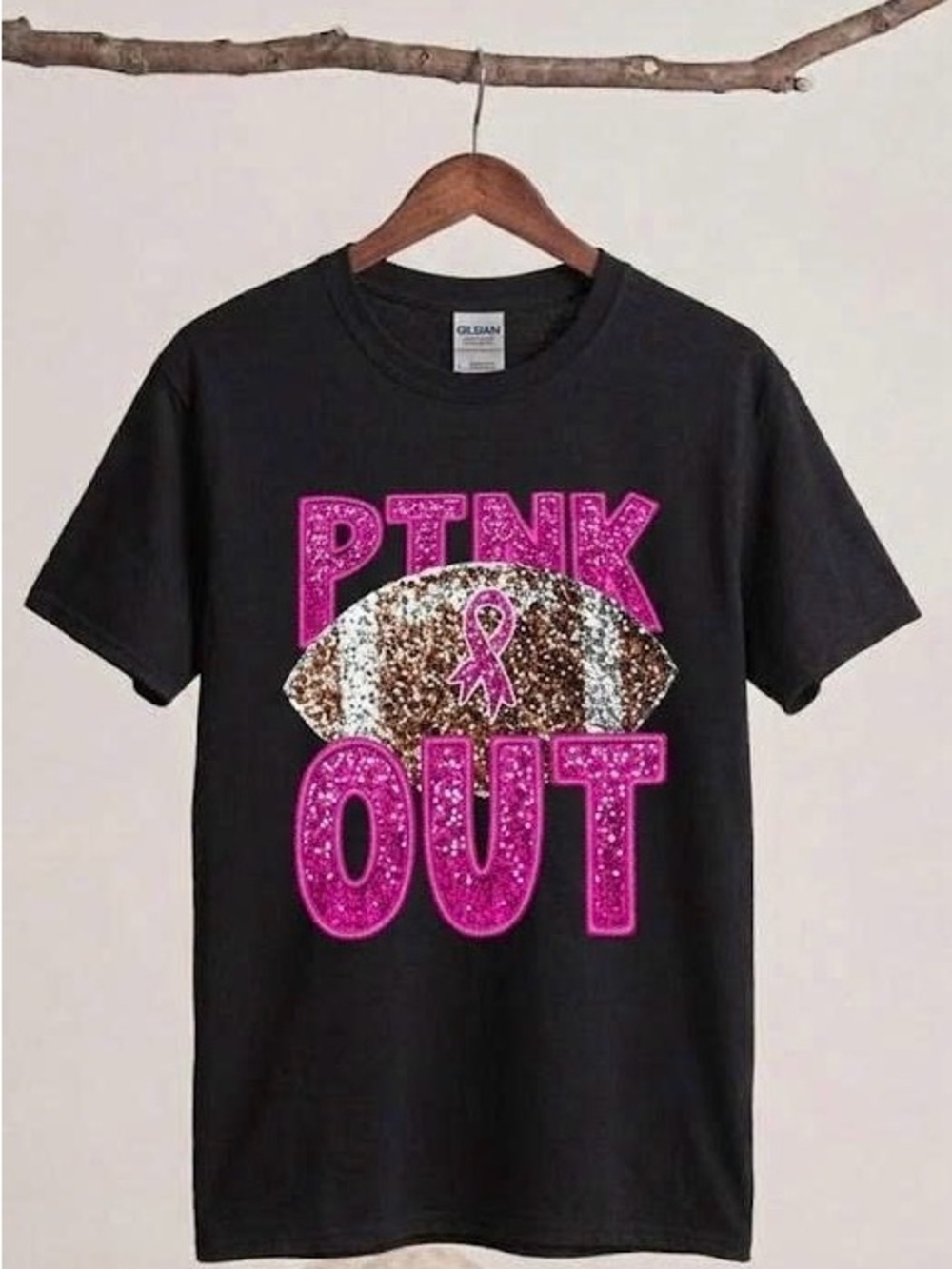 Pink Out Football Graphic T-Shirt Breast Cancer Awareness Game Day Tee